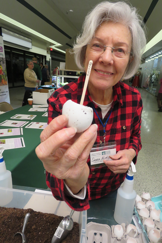 Woman holding seed starting egg